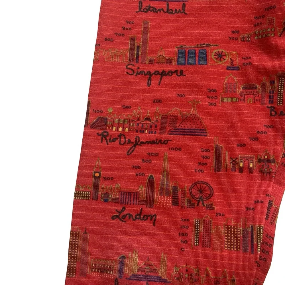 Piccolina Girls‎ Size 10 Leggings, Lot of 2, Red Travel & Pink Geometric Coding